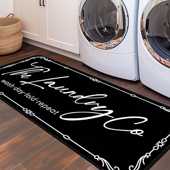 Laundry Room Rug Runner 20"X59" Non Slip Farmhouse Mats Organization and Washable Floor Long Rugs for Laundry Room Accessories Mudroom Kitchen Bathroom Area Rugs Decor