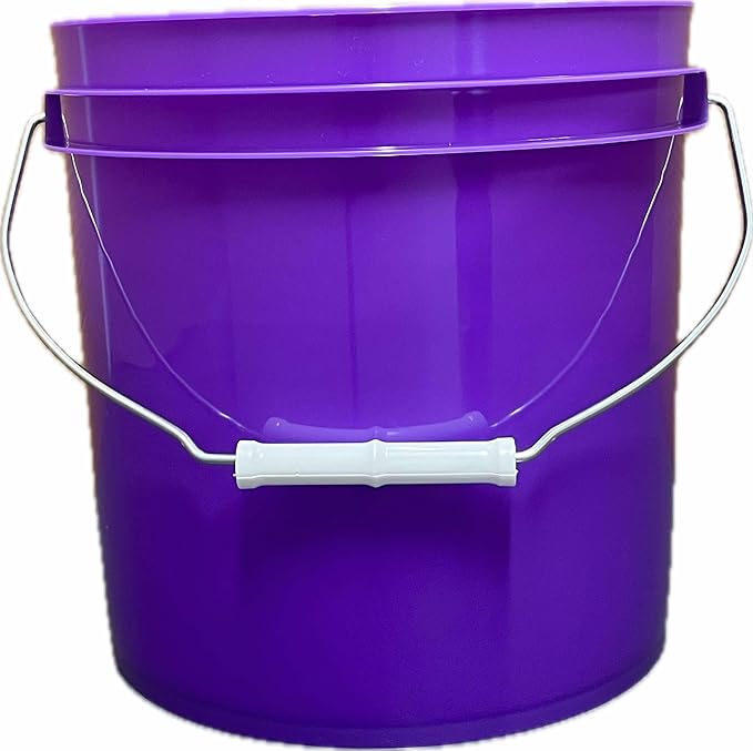 House Naturals 2 Gallon Purple Food Grade BPA Free Made in USA Bucket with Screw On Lid - Pack of 3 (Purple,Gray,Black, Orange lids)