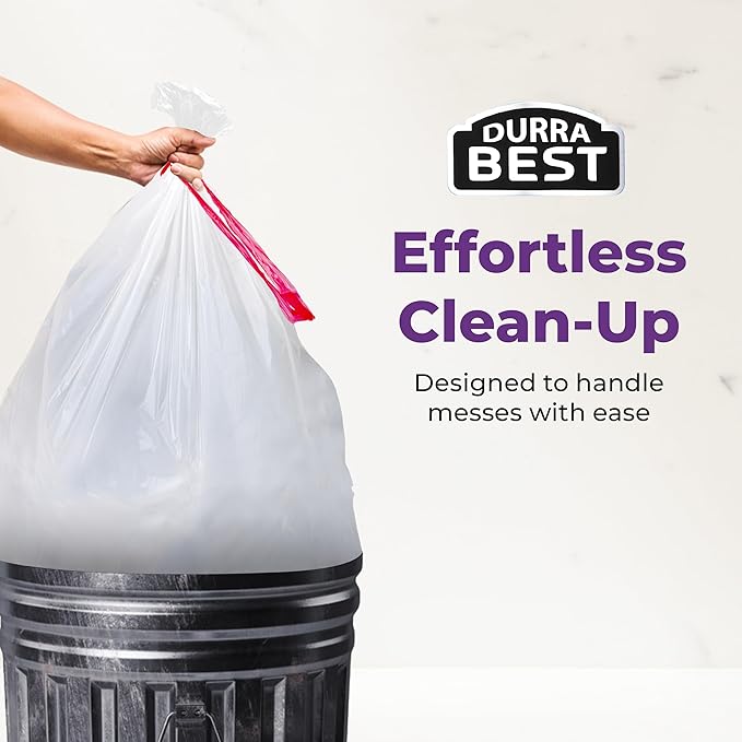 Heavy-Duty 1 Mil 13 Gallon White Trash Bags (150 Count) - Drawstring, Leak-Resistant for Home & Commercial Use