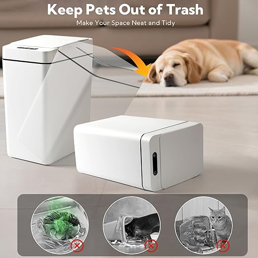 2 Pack Automatic Trash Can Touchless with Lid – 2.5Gallon Slim Bathroom Trash can，Ideal for Kitchen, Bedroom, Living Room & Office (White)