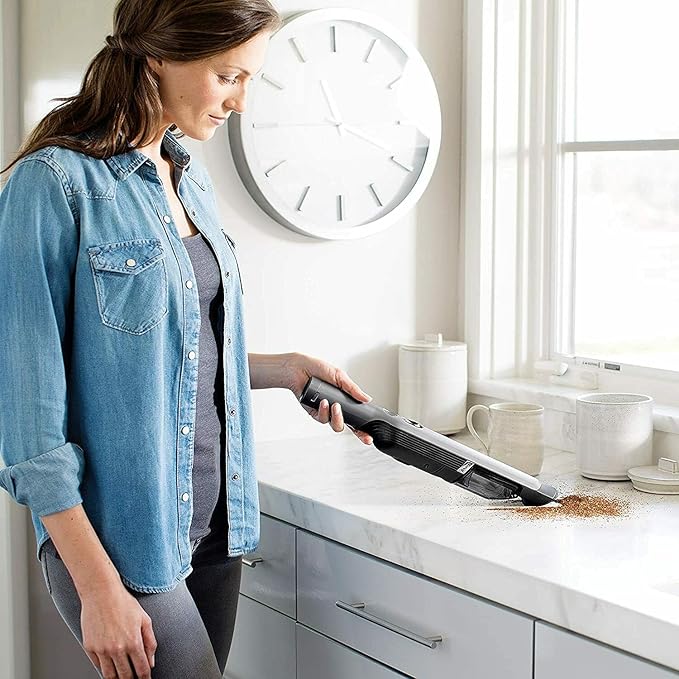 Shark WV201 WANDVAC Handheld Vacuum (Renewed) Lightweight at 1.4 Pounds with Powerful Suction, Charging Dock, Single Touch Empty and Detachable Dust Cup (WV201BLK Black)