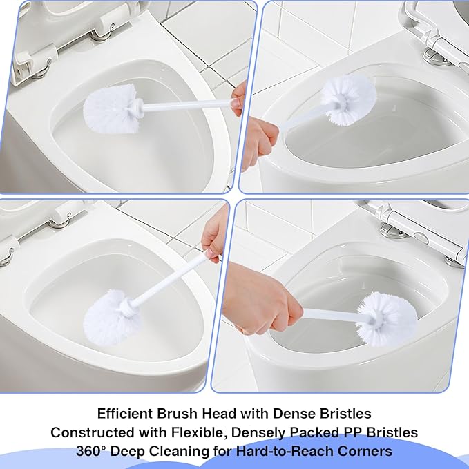 15 Pcs Toilet Brushes, 14.2 Inch Toilet Bowl Brush, Long Plastic Handled Cleaning Scrubber, Heavy Duty Toilets Scrubber Brush for Home Commercial Restrooms Bathroom Cleaning(White)