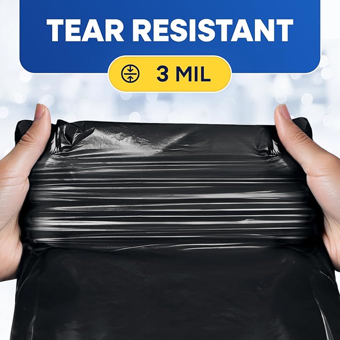 Heavy Duty Contractor Bags 42 Gallon with Flap Ties Trash Bags 3 Mil for Industrial Commercial Use 32 x 45 Yard Waste Bags, Black Pack of 20
