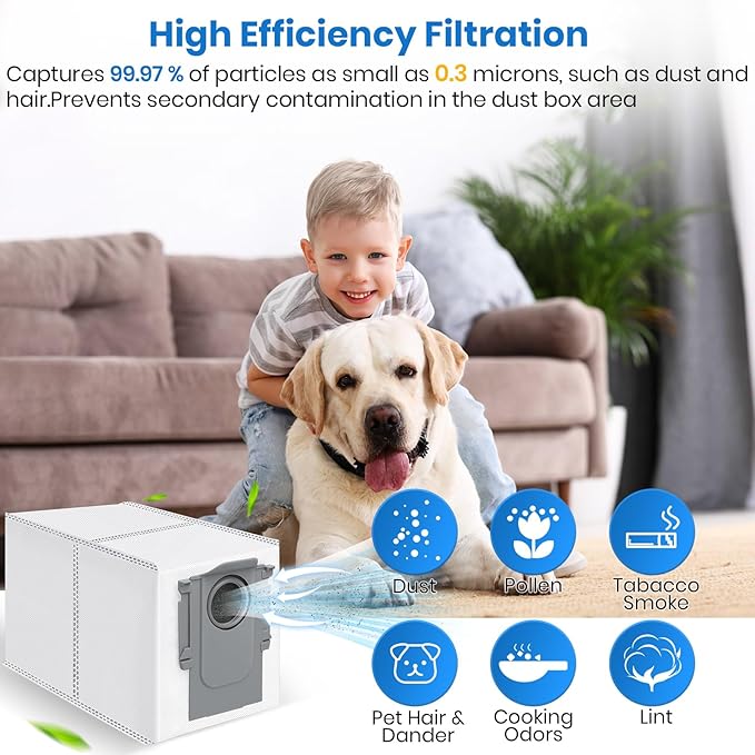 Bluearks 14Pcs Compatible with Roborock Qrevo Series/S8 MaxV Ultra/Saros 10R/QV35A Robot Vacuum,3.2 Liter Large Capacity Activated Carbon Adsorptio Bags,Four-Layer Sealed Disposable dust bag,9 Week
