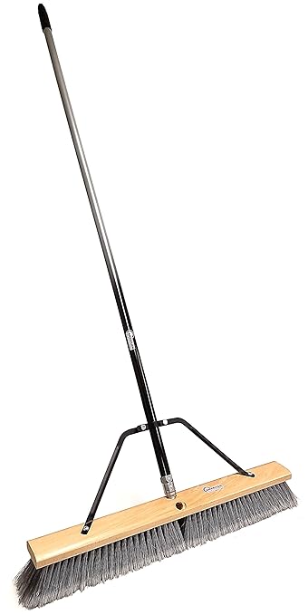 American Select Tubing Pbma24004 Heavy Duty 24" Multi-Surface Push Broom with Silver/Black Handle