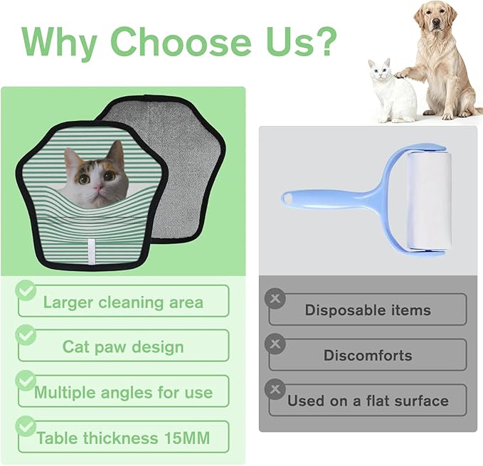 XIOBODR Personalized Pet Hair Remover Glove for Dogs & Cats - Custom Photo & Name Magic Brush for Dog Cat Hair Removal, Reusable Electrostatic Pet Hair Gloves for Furniture Carpet Couch, Green Stripe