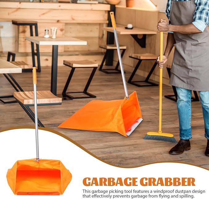 Cabilock Windproof Trash Grabber with Dustpan 33 Inch Outdoor Garbage Bag Holder for Home Garden Cleanup Tool with Strong Clamp and Easy Waste Pickup