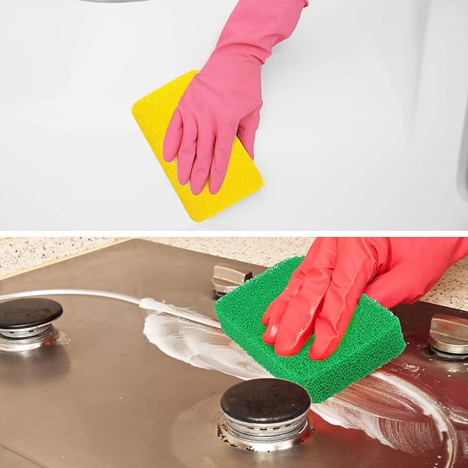 Patelai 10 Pieces Silicone Dish Sponge Silicone Scrubber Reusable Kitchen Scrubbing Cleaning Sponge Soft Dish Scrubber for Fruit Vegetable(Square Sponge)