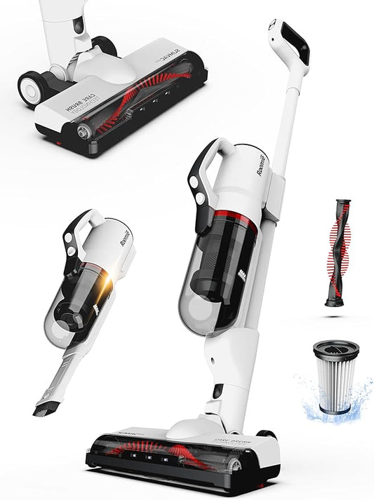 Roomie Tec SlimVac Pro Cordless Vacuum Cleaner for Home - 2200mAh Battery, High Suction Power, Lightweight, Detachable Handheld with HEPA Filter – Multi-Surface Cleaning for Carpets, Hard Floors, Cars