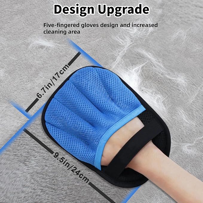 Ganayi Pet Hair Removal Glove for Cats & Dogs, Reusable Magic Brush for Pet Hair, Upgraded Five-Finger Electrostatic Pet Hair Removal Tool for Laundry, Couch, Carpet, Car Seat