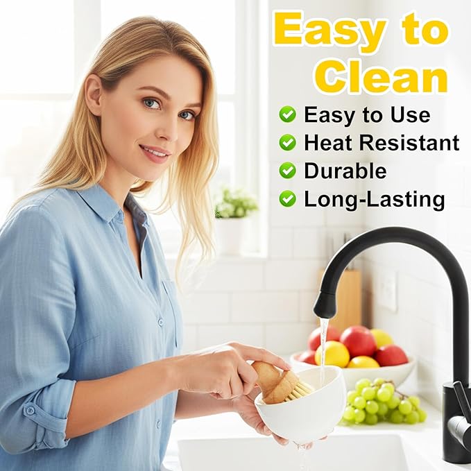 IANFAN 9 Pcs Bamboo Dish Brush Set, Multifunctional Dishwashing Scrubber with Natural Sisal Bristles, Wooden Dish Brush for Cleaning Pots, Dishes, Pans, Vegetables