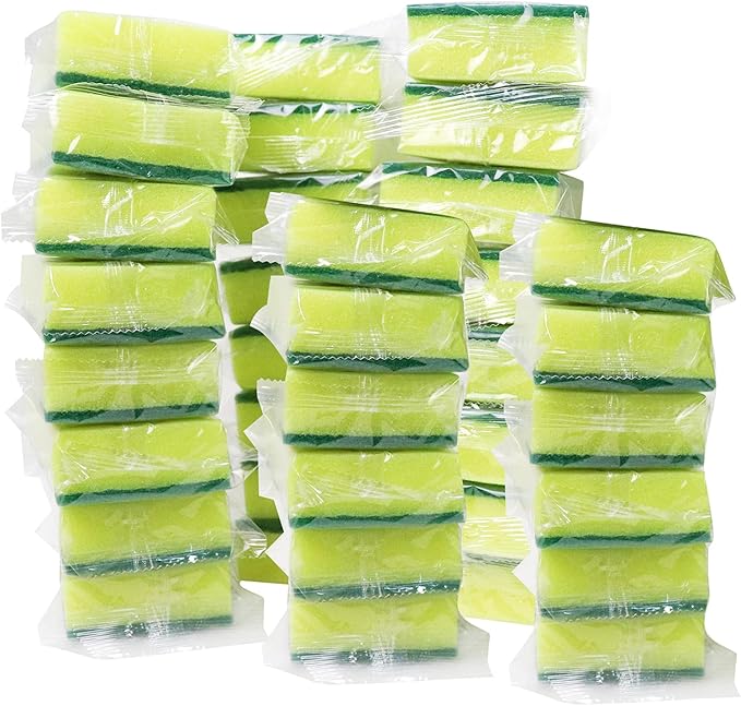 Sadocom 36 Pack Dishwashing Sponge Individually Wrapped, Non Scratch Scrub Sponges Scouring Pad for Household Cleaning, Sink, Pots, Pans, Kitchen,Hotel,Car.