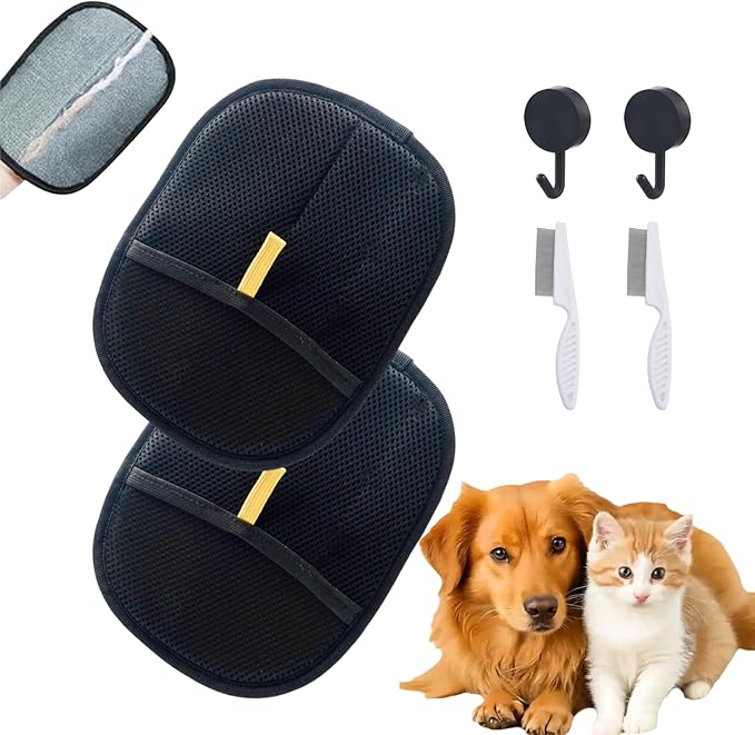 OYXYIGOUCL 3 Pcs Pet Hair Remover Electrostatic Gloves，Pet Hair Removal Glove,Electrostatic Pet Hair Remover Gloves for Furniture, Carpet, and Car Seats - Reusable Pet Grooming Tool (3)