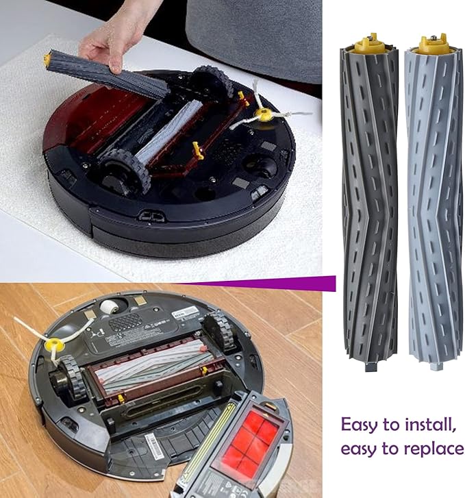 PELLYDA Rubber Roller Brushes,Replacement Parts for irobot Roomba 800 & 900 Series, Roomba 800 850 860 861 866 870 880 890 900 980 985 Vacuum,Roomba Accessories 2 Sets of Debris Extractor