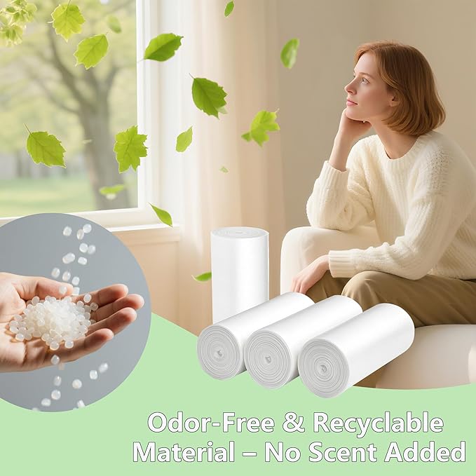 TECHSHARE 4 Gallon Small Trash Bags - 220 Count White HDPE Garbage Can Liners for Bathroom, Kitchen, Office - Strong Plastic Waste Basket Bags, Extra Value Bulk Pack for Everyday Use