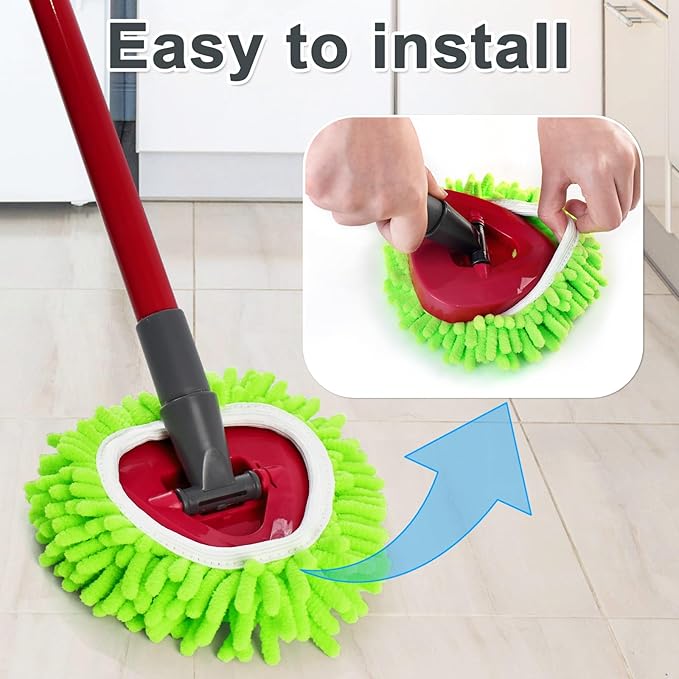 Mop Heads Replacements, 6 Pack Spin Mop Refill Replace Head for O Cedar RinseClean 2 Tank System, Microfiber & Chenille, Machine Washable and Safe for Cleaning All Hard-surfaced Floors