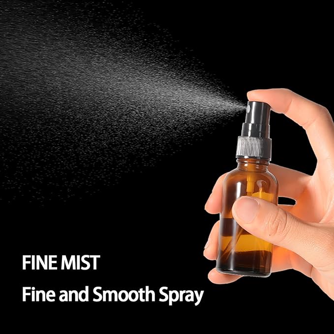 1oz Spray Bottles,Refillable Empty Glass Bottle with Small Fine Mist for Hair,Essential Oil,Plants, Cleaning Solutions(3 Pack)