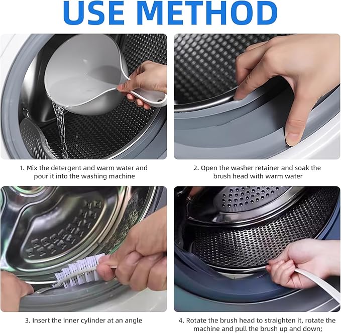 Zerodeko 2pcs Washing Machine Cleaning Brushs, Front Load Washer Clean Brushs Load Washer Drum Washing Machine Tools, 23. 58x1. 77x0. 79inch