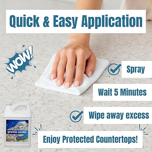 Black Diamond Stoneworks Granite Sealer: Seals and Protects -Marble, Granite, Marble, and Travertine Countertops- Sealer for All Stone Countertops. Enhance Your Stone’s Natural Beauty.