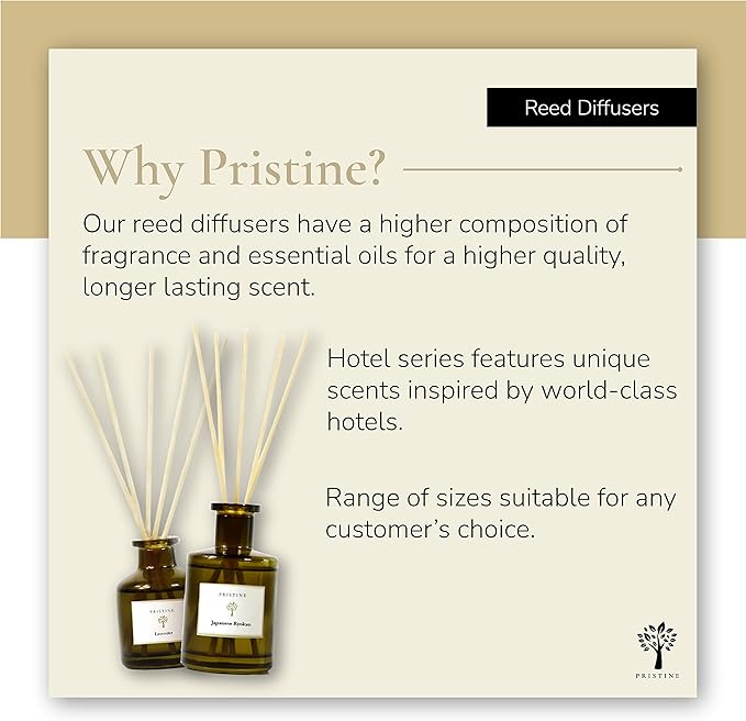 PRISTINE English Country Inn/Inspired by Ritz Carlton Reed Diffuser for Home | Fresh Blend of Strawberry, Vanilla, Musk Reed Diffuser Set, Oil & Reed Diffuser Sticks | Home & Office Decor | Fragrance