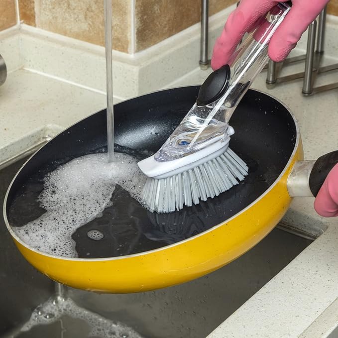 Dish Sponge with Handle & 2 Pack Dishwashing Sponge Refills Non Scratch, Dish Wand