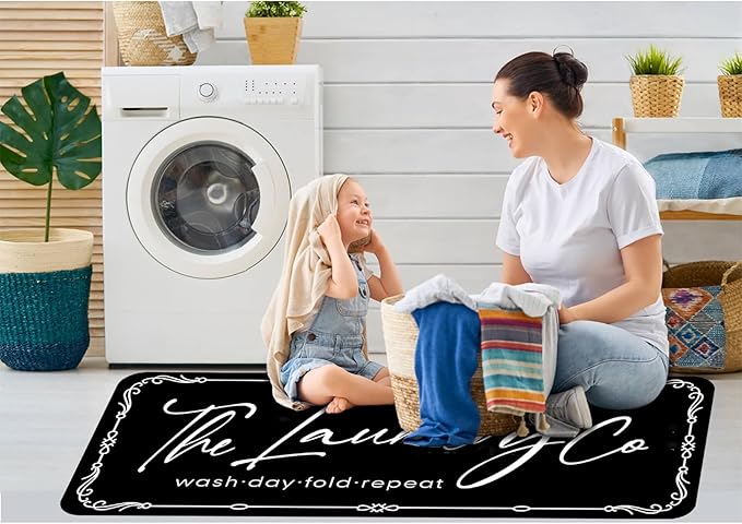 Laundry Room Rug Runner 20"X47" Non Slip Farmhouse Mats Organization and Washable Floor Long Rugs for Laundry Room Accessories Mudroom Kitchen Bathroom Area Rugs Decor