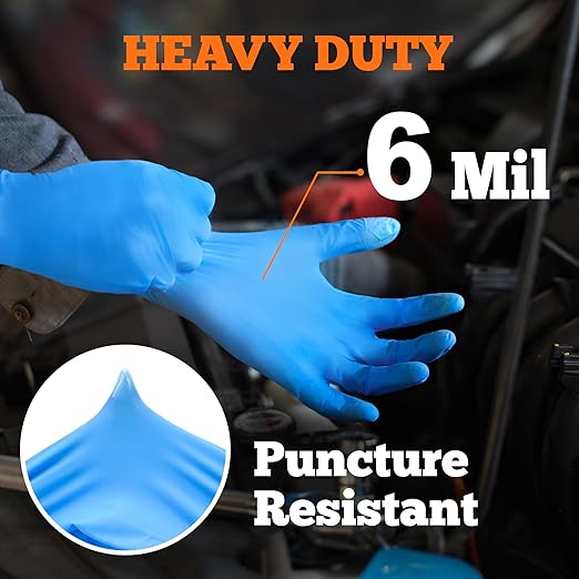 TitanFlex Nitrile Exam Gloves, Blue, 6-mil, XXL, Box of 100, Heavy Duty Nitrile Gloves Disposable Latex Free, Powder Free, Medical Gloves, Cooking Gloves, Mechanic Gloves, Cleaning Gloves