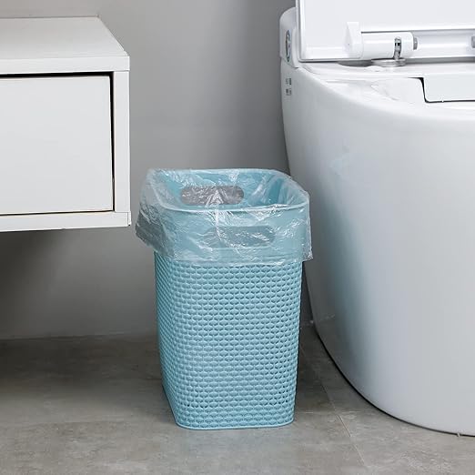 UUJOLY Plastic Small Trash Can Wastebasket, Garbage Container Basket for Bathrooms, Laundry Room, Kitchens, Offices, Kids Rooms, Dorms, (Blue, 3 Gallon)
