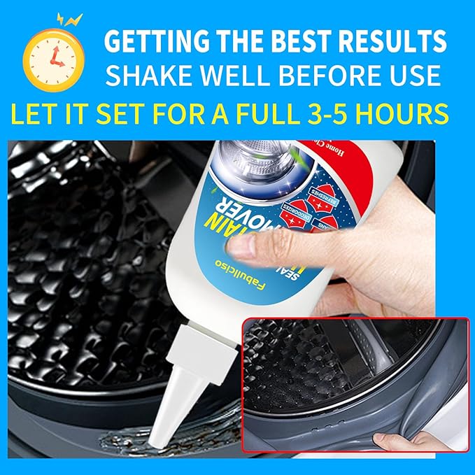 Home Stain Remover Gel – Stubborn Stain Cleaner No Harsh Scrubbing Required, Front Loader Washing Machine Seal Washing Machine Seals, Sinks & Tiles | No-Slip Formula | 5H Penetration | 15.6oz