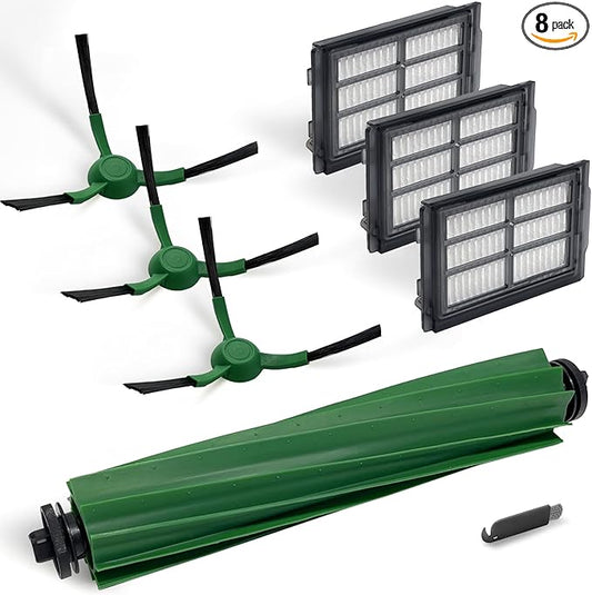 Replacement Parts for iRobot Roomba Plus 505 Combo/405 Combo Vacuum Cleaner, Accessory Replenishment Kit with 1 Roller Brush, 3 HEPA Filters, 3 Side Brushes,1 Cleaning Tool