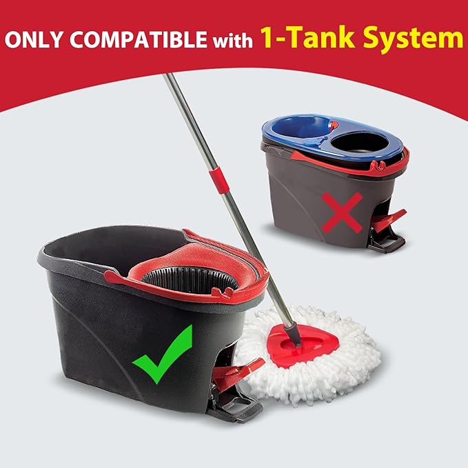 Nuorest Spin Mop Replacement Set for O-Ceda EasyWring 1-Tank System, Includes 2 Mop Head Replacement, 1 Mop Handle (30-58in Adjustable 4-Section Pole), 1 Spin Base