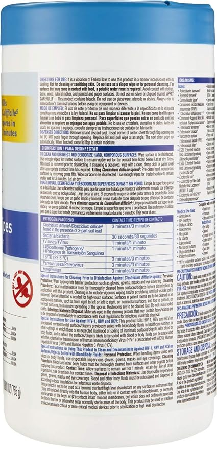 Clorox Healthcare Bleach Germicidal Wipes, 6" x 5", 150 Count Canister (Package May Vary)