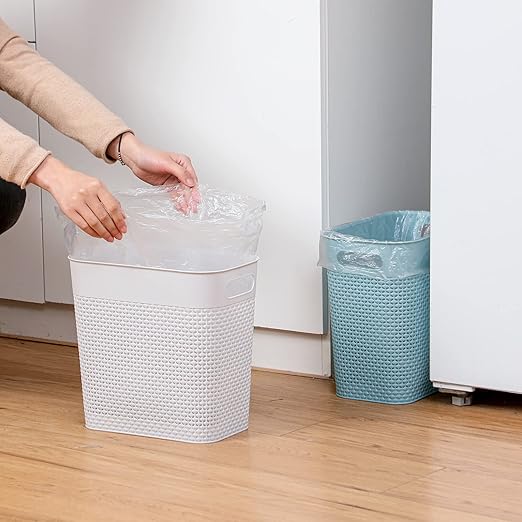 UUJOLY Plastic Small Trash Can Wastebasket, Garbage Container Basket for Bathrooms, Laundry Room, Kitchens, Offices, Kids Rooms, Dorms, (Blue, 3 Gallon)