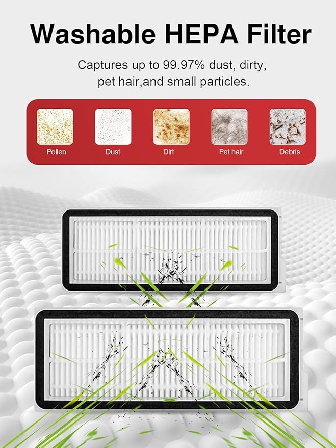 Aileway 22 Pcs Replacement Parts Accessories for Dreame L10s Ultra/L10s Pro Gen 2/L10s Ultra/L10s Pro/L10 Prime/Xiaomi X10+/X20+, Mop Pads X6; Dust Bag X4; Filter X4; Main Brushes X1; Side Brushes X6