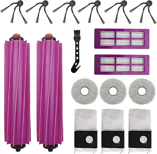 Replacement Accessories for Eureka J15 Evo Ultra Robot Vacuum,2Rubber Main Brush,3Mop Pads,2Filters,6Side Brush,3Dust Bag,1Cleaning Brush.