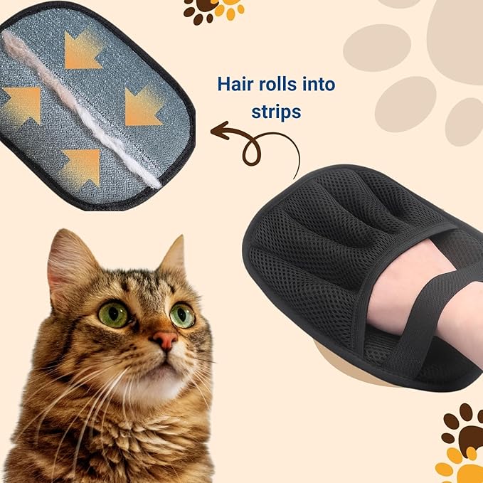 Cresova 5-Pack Pet Hair Removal Gloves,Electrostatic Pet Hair Remover Tool,Dog Hair Remover Furniture Reusable & Washable Grooming Mitts,Lint & Fur Remover for Clothes, Carpets, Car Seats