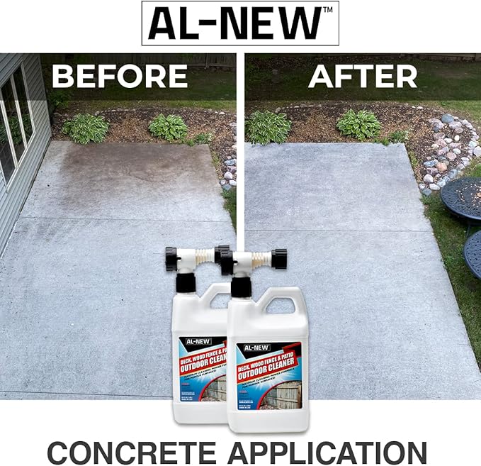 AL-NEW Outdoor Cleaner Combo Pack of 2 | Versatile Outdoor Cleaner Perfect For Use On Vinyl Siding, Composite Decking, Wood Fences, Outdoor Patios, Gutters, & More (Outdoor Cleaner Hose-End Combo Pack)