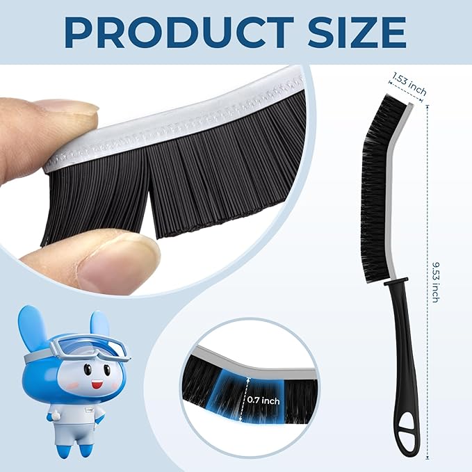 Crevice Cleaning Brushes, Scrub Brush for Hard to Reach Small Space, Home Essentials, Cleaning Supplies, Cleaning Tools for Household Use, Bathroom, Shower, Kitchen, Window, Toilet (6, Black)