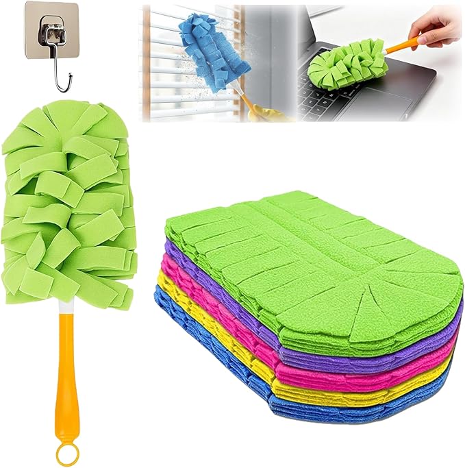 360° Electrostatic Duster Refills — The Sustainable Choice for a Dust-Free Home, Washable & Reusable, High-Density Microfiber, Fits Most Standard Duster Handles (10PCS)
