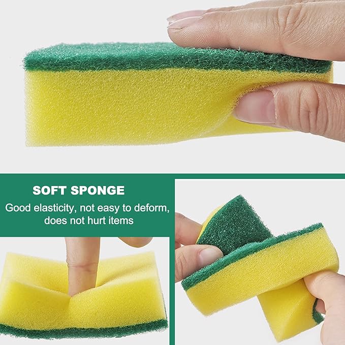 Individually Wrapped Sponges, Kitchen Dishwashing Sponge Bulk, Non Scratch Dishes Scouring Pad Dishcloth, Odor-Free Sponge Wipes for Household Cleaning Dishes Travel Apartments (30 Pack)