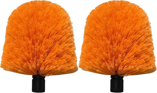 2 Pack Twist-On Cobweb Duster Head, Fits Standard 3/4 inch Threaded Poles, Attachment Spider Web Duster Brush for Outdoor & Indoor Cleaning (Orange)