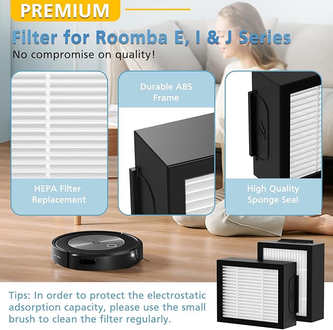 Filter Replacement for iRobot Roomba e, i and j Series i7 i7+/plus i3 i3+ E5 E6 E7 i4 i6 i6+ i8 i8+ Robot Vacuum Cleaners parts, 20 Pack High Efficiency 4639161 Filters