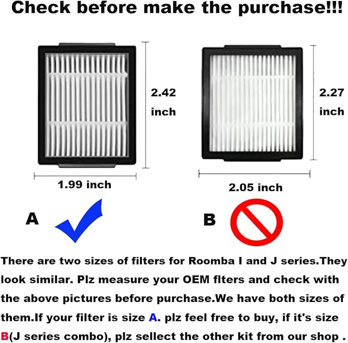 Amyehouse Brush Hepa Filter Accessory Kit Replacement Compatible with Roomba I & J Series i1 i3 i4 i6 i7 i8 J7 J5 J6 J8 J9 Including 2 Extractor 10 Filters 10 Side Brush & 5 Bags