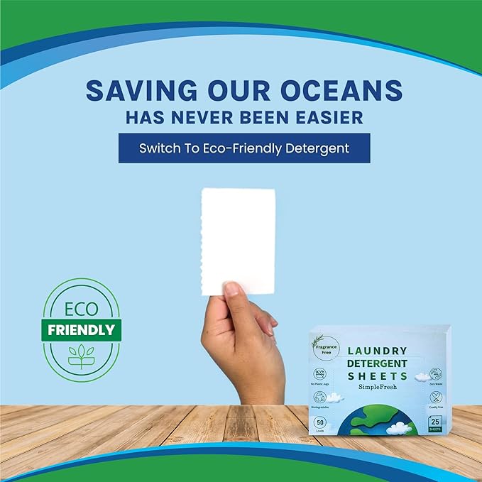 25 Laundry sheets (50 loads), fragrance free product - Laundry Detergent Sheets, Eco-Friendly, Plant-Based, Hypoallergenic, No Plastic Jug Kindly (Fragrance Free)