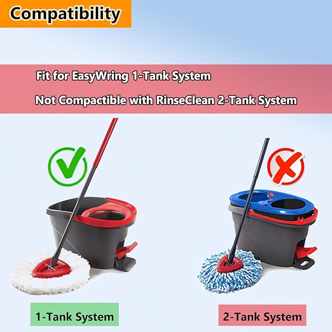 8-Pack Spin Mop Replacement Heads for O Cedar, 100% Microfiber Mop Head Replacement Fits Triangle Mop Replace, Easywring 1-Tank System, 360 Degree Spin Refill for Easy House Cleaning Floor Mopping