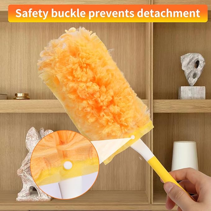 18 Count Duster Refill for Swiffer Duster with 1 Handle - 360° Multi-Surface Larger Size Feather Dusters, Disposable Duster Kit for Cleaning Home, Furniture, Blinds and Ceiling Fans