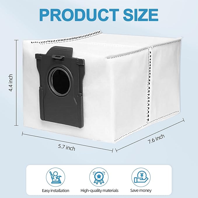12 Pack Vacuum Bags Compatible with Dreame X50 Ultra/X40 Ultra/X30 Ultra/L50 Ultra/L40 Ultra/L10s Ultra Gen 2/L10s Pro Ultra Robot Vacuum Cleaner, 3.2L Large Capacity Dust Bag Accessories
