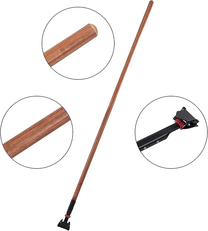 Matthew Cleaning Commercial Quick-Change Dust Mop Handle with Clip-on Metal Gripper for Heavy Duty Mop Head Replacement Holder, Lacquered Wood 60 inch 6packs-Natural