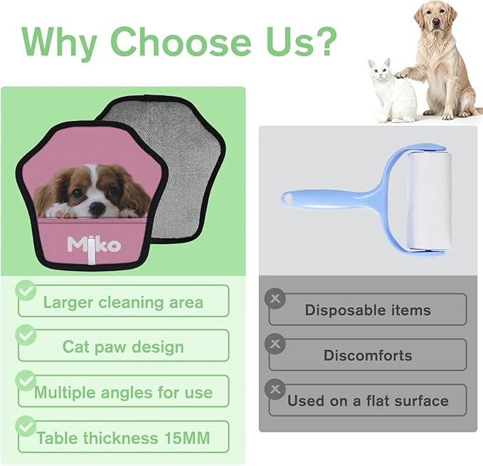 XIOBODR Personalized Pet Hair Remover Glove for Dogs & Cats - Custom Photo & Name Magic Brush for Dog Cat Hair Removal, Reusable Electrostatic Pet Hair Gloves for Furniture Carpet Couch, Photo Pink