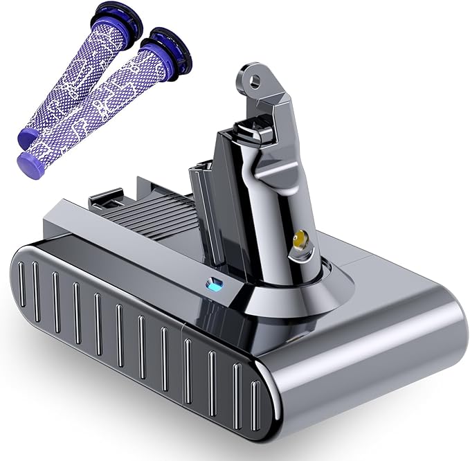 Bonacell 6.0Ah 21.6V Replacement for Dyson V6 Battery Compatible with 967810-23 VTC4 SV03 SV04 SV05 SV06 SV07 SV09 DC58 DC59 DC61 DC62 DC72 Animal V6 Absolute V6 Motorhead Handheld Vacuum + 2 Filters